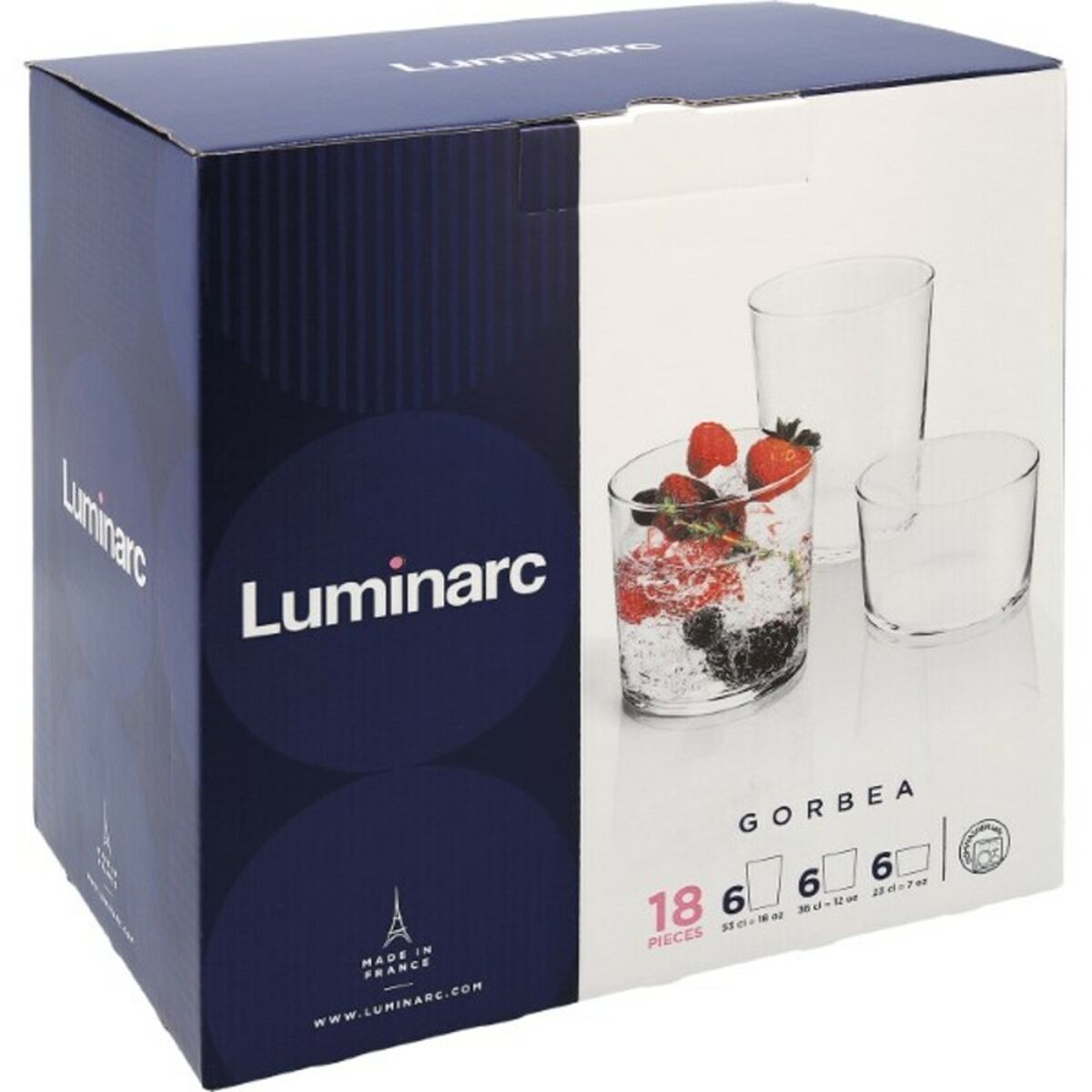 Set de Vasos Luminarc Gorbea Transparente Vidrio 6 Piezas (18 pcs)