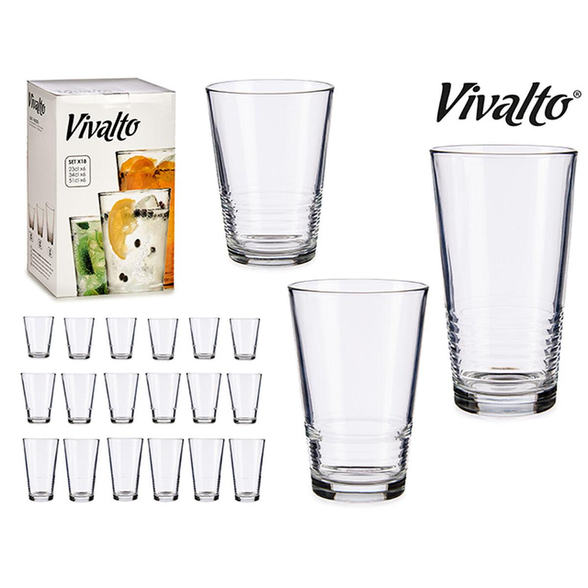 Set de Vasos Vivalto Transparente Vidrio