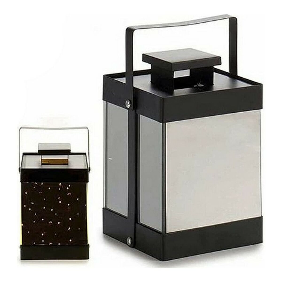 Farol LED Gift Decor Negro Espejo 12,5 x 18,5 x 12,5 cm Metal