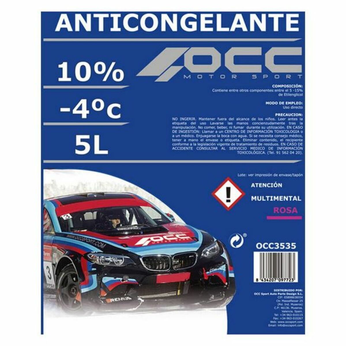 Anticongelante OCC Motorsport OCC3535 10% Rosa (5 L)
