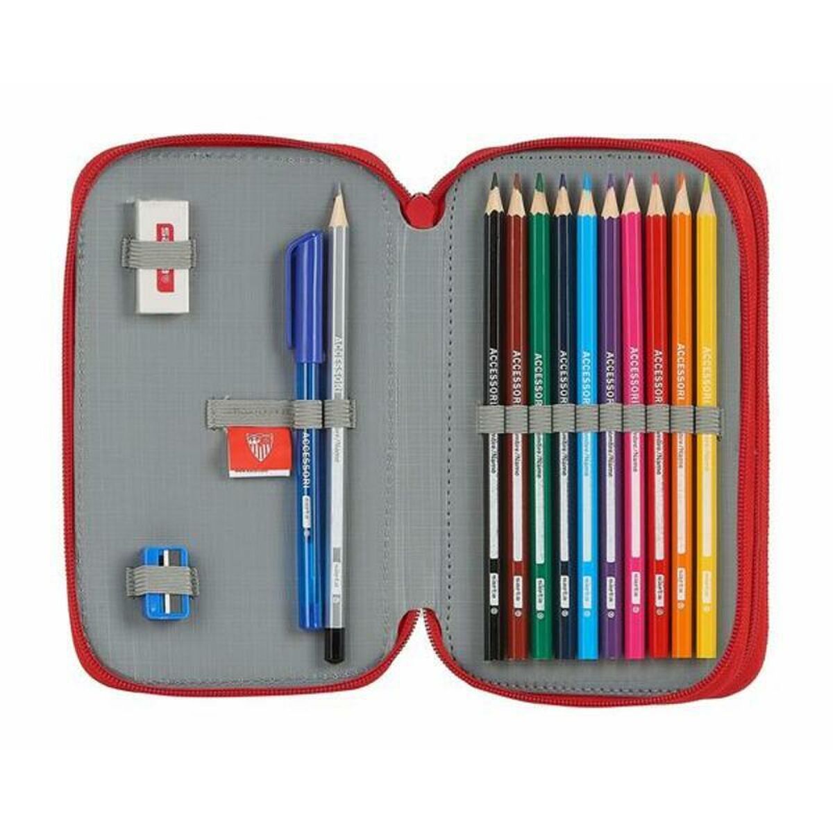 Plumier Doble Sevilla Fútbol Club M854 Rojo 12.5 x 19.5 x 4 cm (28 piezas)