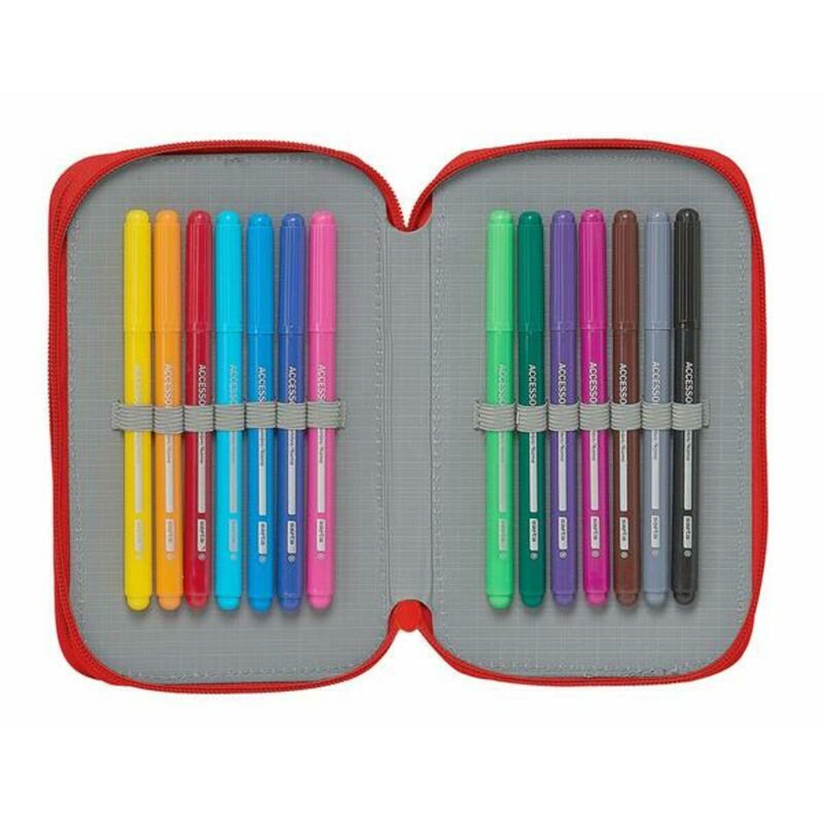 Plumier Doble Sevilla Fútbol Club M854 Rojo 12.5 x 19.5 x 4 cm (28 piezas)