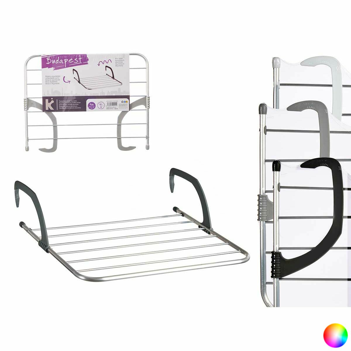 Tendedero Kipit Blanco Plateado Gris claro Gris oscuro Aluminio Plástico 63 x 3 x 50 cm 62,5 x 50 x 16,5 cm 62,5 x 3 x 50 cm 63 