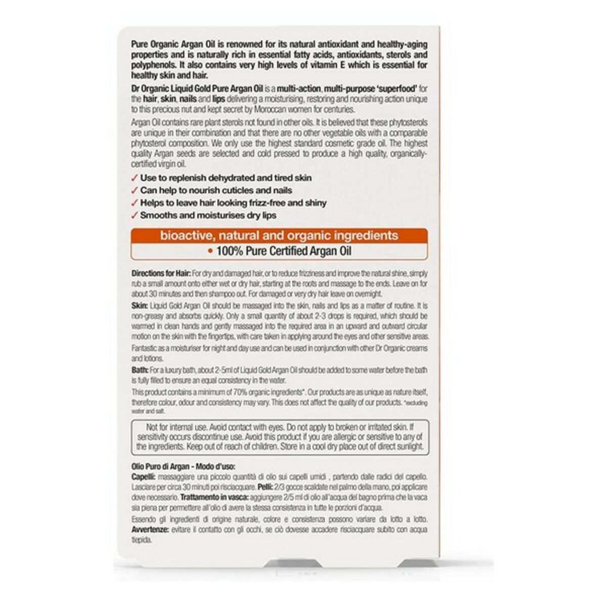 Aceite Hidratante Argán Dr.Organic DR00374 50 ml