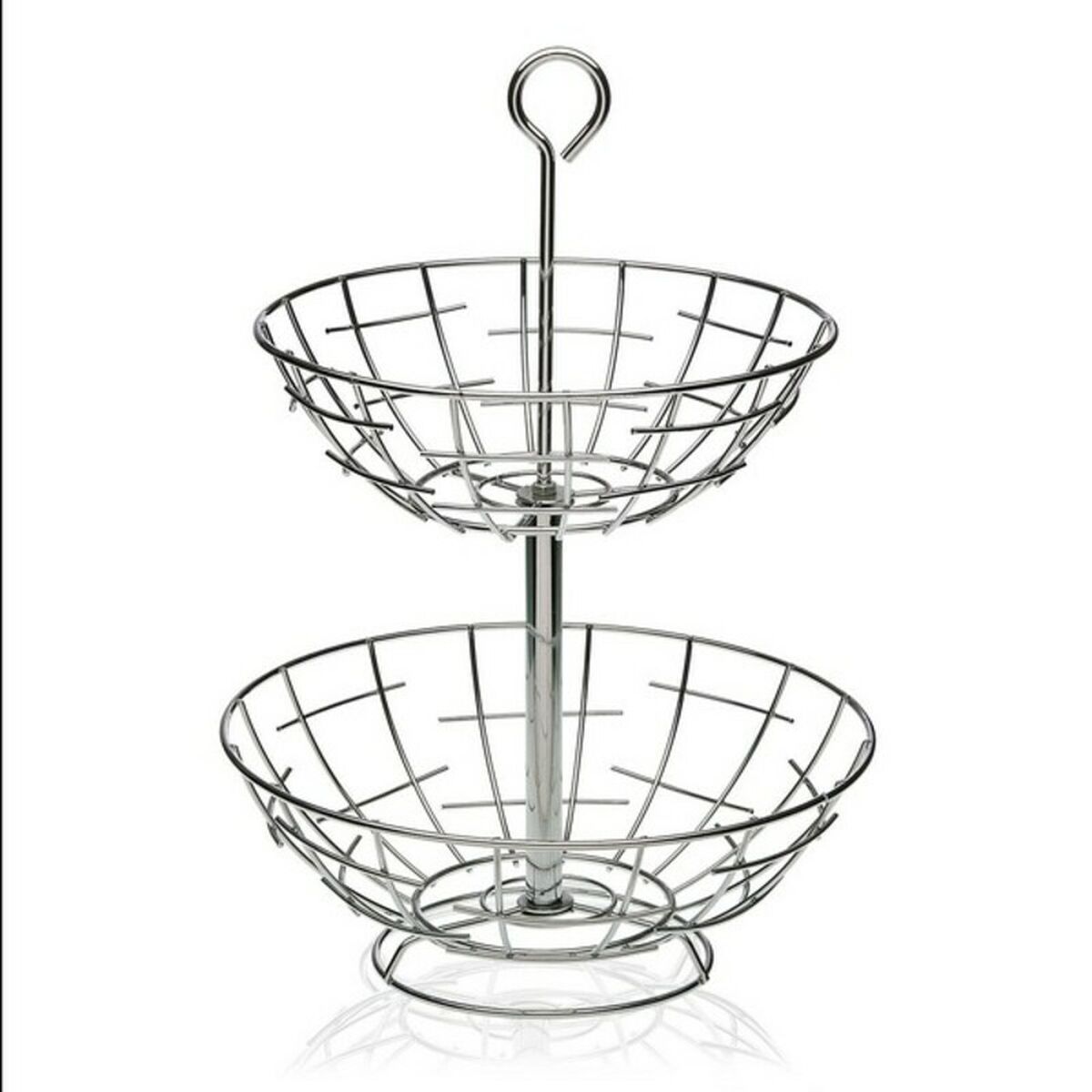 Frutero Versa 2 Estantes Metal Plateado Acero 28 x 41 x 28 cm
