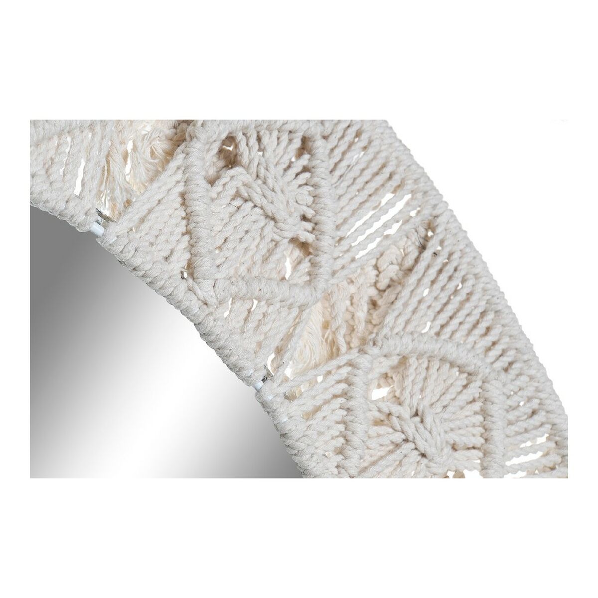 Espejo de pared DKD Home Decor Blanco Boho Macramé 75 x 2 x 75 cm