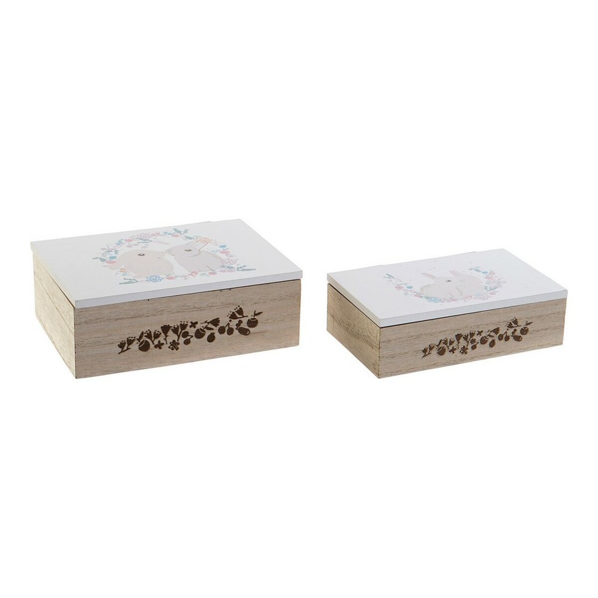 Juego de Cajas Decorativas DKD Home Decor Madera MDF (17 x 12 x 6 cm)