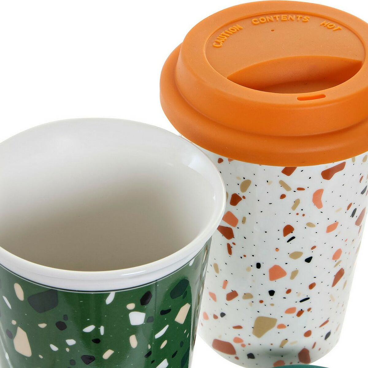 Taza Mug DKD Home Decor Terrazo Silicona Porcelana (400 ml) (4 pcs)