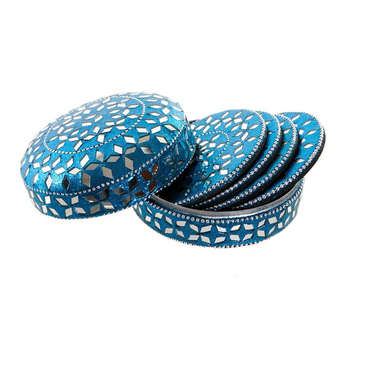 Posavasos DKD Home Decor Aluminio Madera MDF (3 pcs)