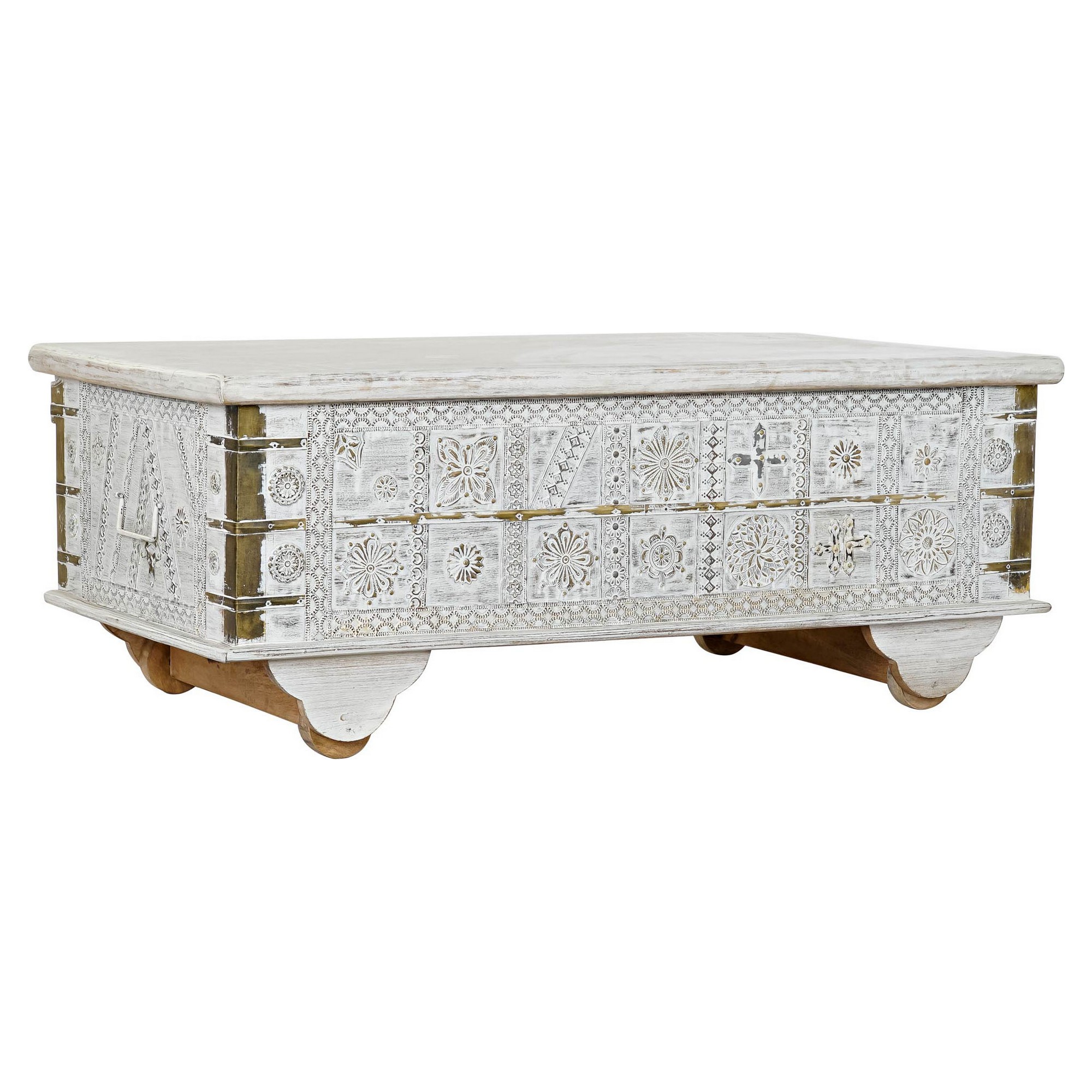 Mesa auxiliar DKD Home Decor MB-182010 Blanco Dorado Metal Madera de mango 115 x 60 x 45 cm