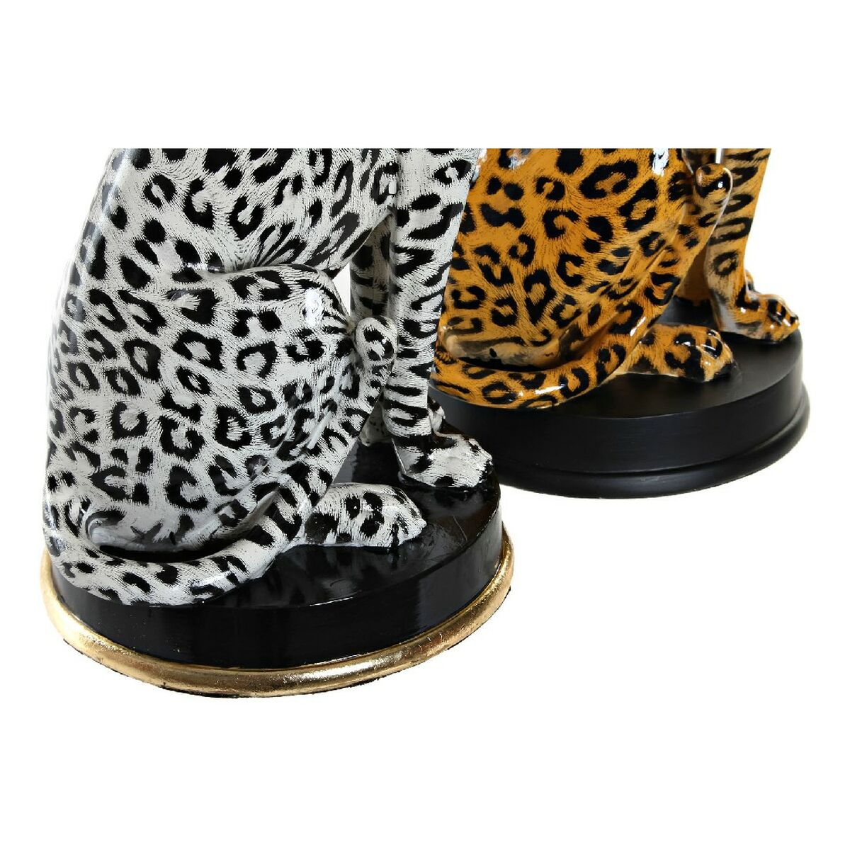 Figura Decorativa DKD Home Decor Blanco Negro Naranja Leopardo Colonial 16 x 16 x 32 cm (2 Unidades) (2 Piezas)