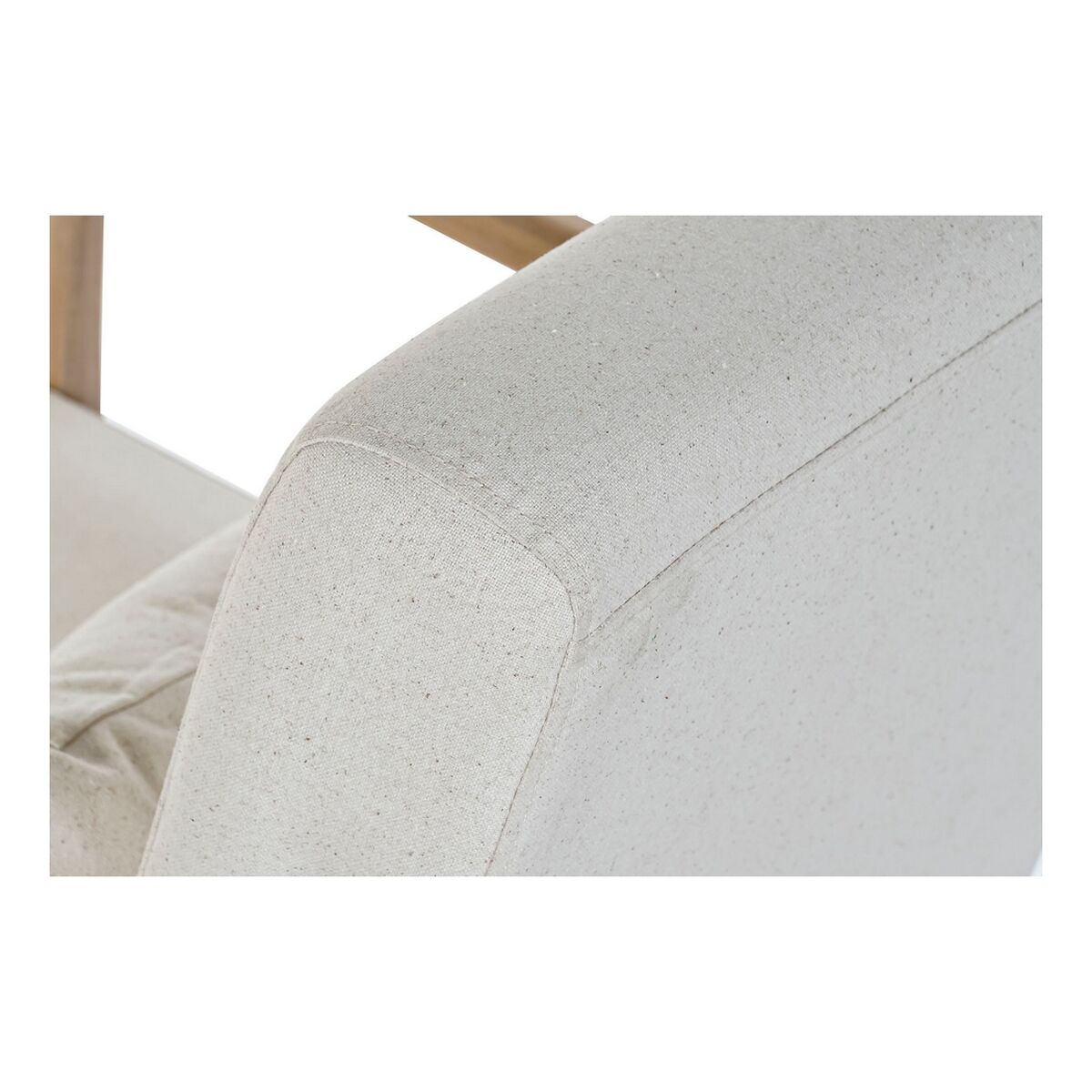 Mecedora DKD Home Decor Beige Natural Lino Madera de caucho 66 x 85 x 81 cm