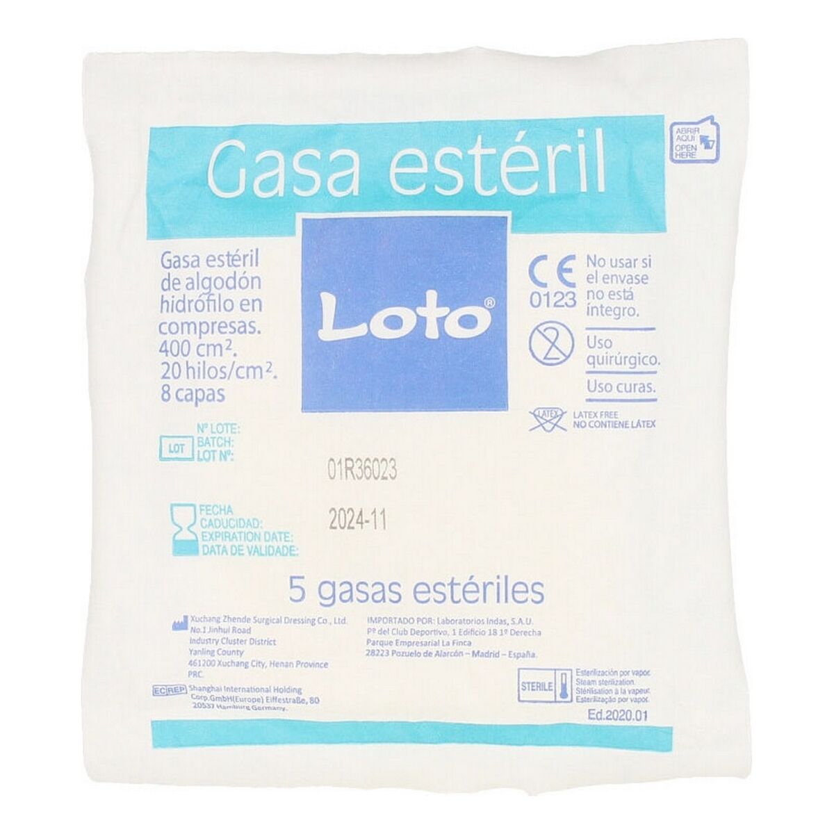 Gasas Esterilizadas Indasec 307-0150 100 % algodón