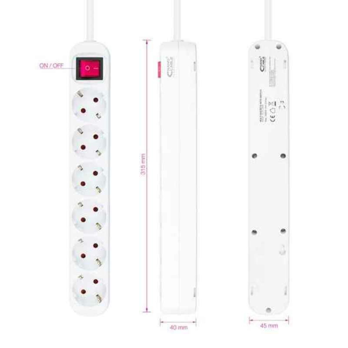 Regleta NANOCABLE Regleta de enchufes de 6 tomas con interruptor, 1.4 metros Blanca