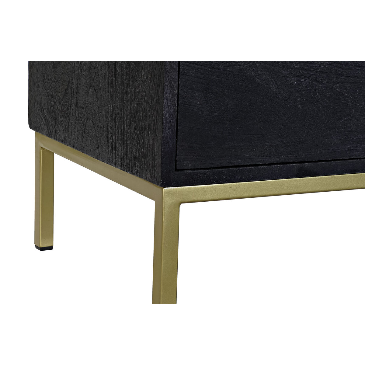 Mueble de TV DKD Home Decor Negro Metal Dorado Madera de mango (147 x 40 x 51 cm)