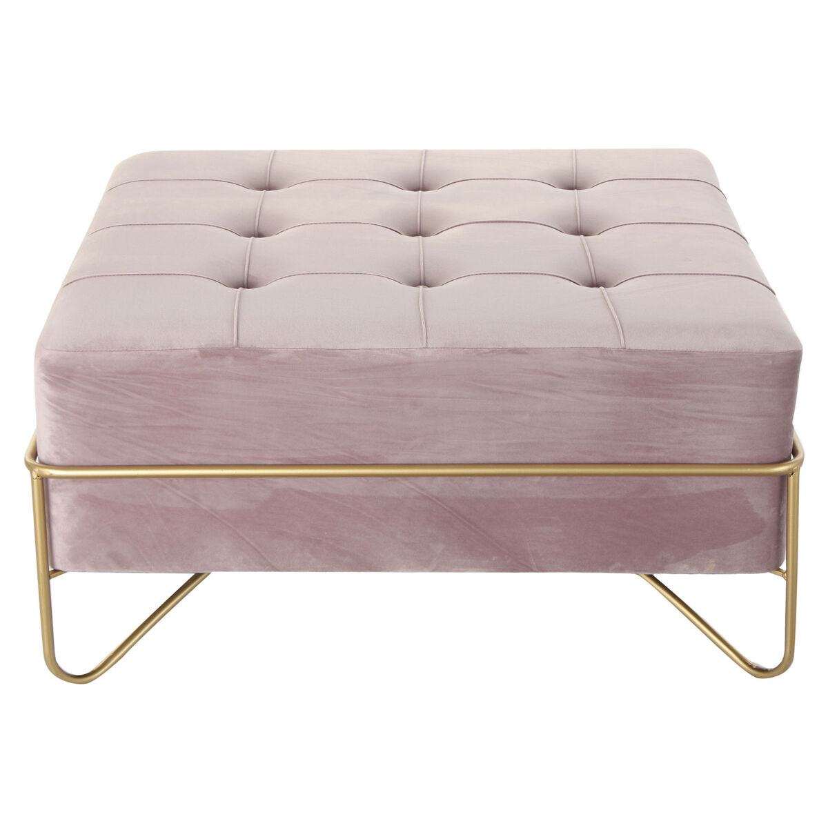 Banqueta DKD Home Decor   Espuma Rosa Dorado Metal Poliéster Terciopelo Madera MDF (80 x 80 x 42 cm)