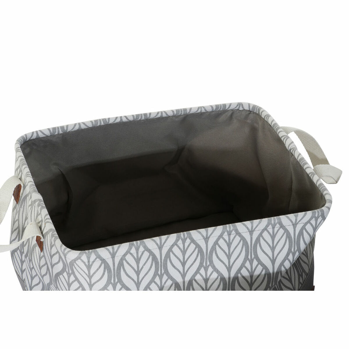 Cesta Multiusos DKD Home Decor Blanco Marrón Gris Azul marino Hoja de planta Boho 40 x 30 x 24 cm Plástico 3 Piezas (2 Unidades)