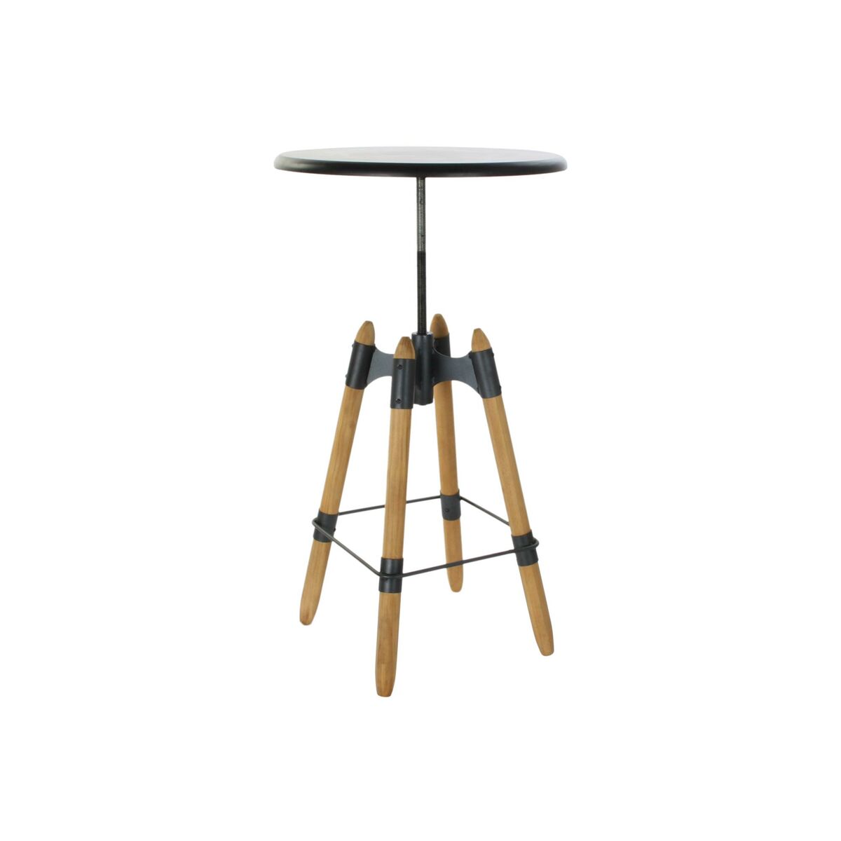 Mesa auxiliar DKD Home Decor 8424001831456 60 x 60 x 105 cm Natural Negro Metal Madera