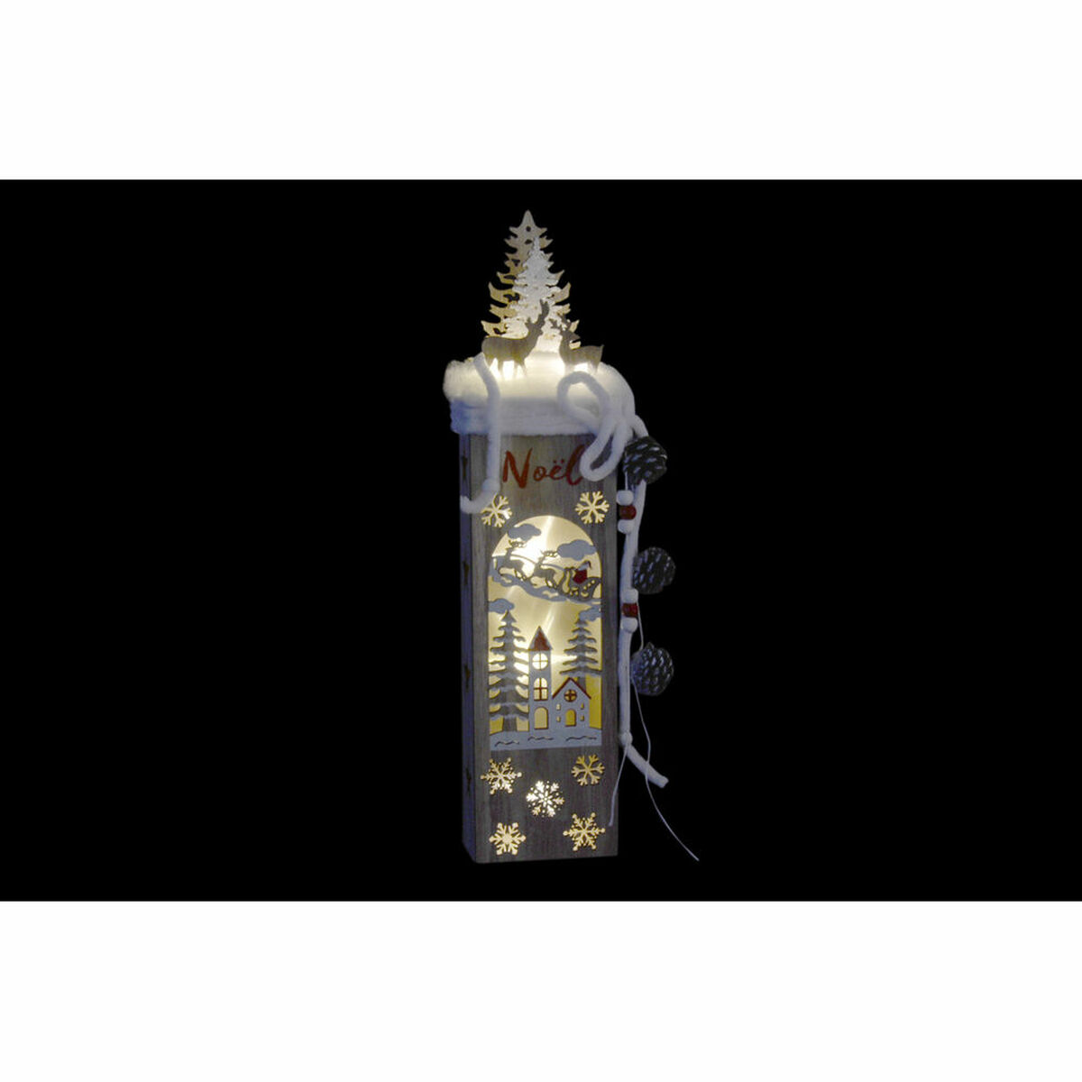 Decoración luminosa DKD Home Decor Natural Árbol Papá Noel 11 x 7 x 50 cm