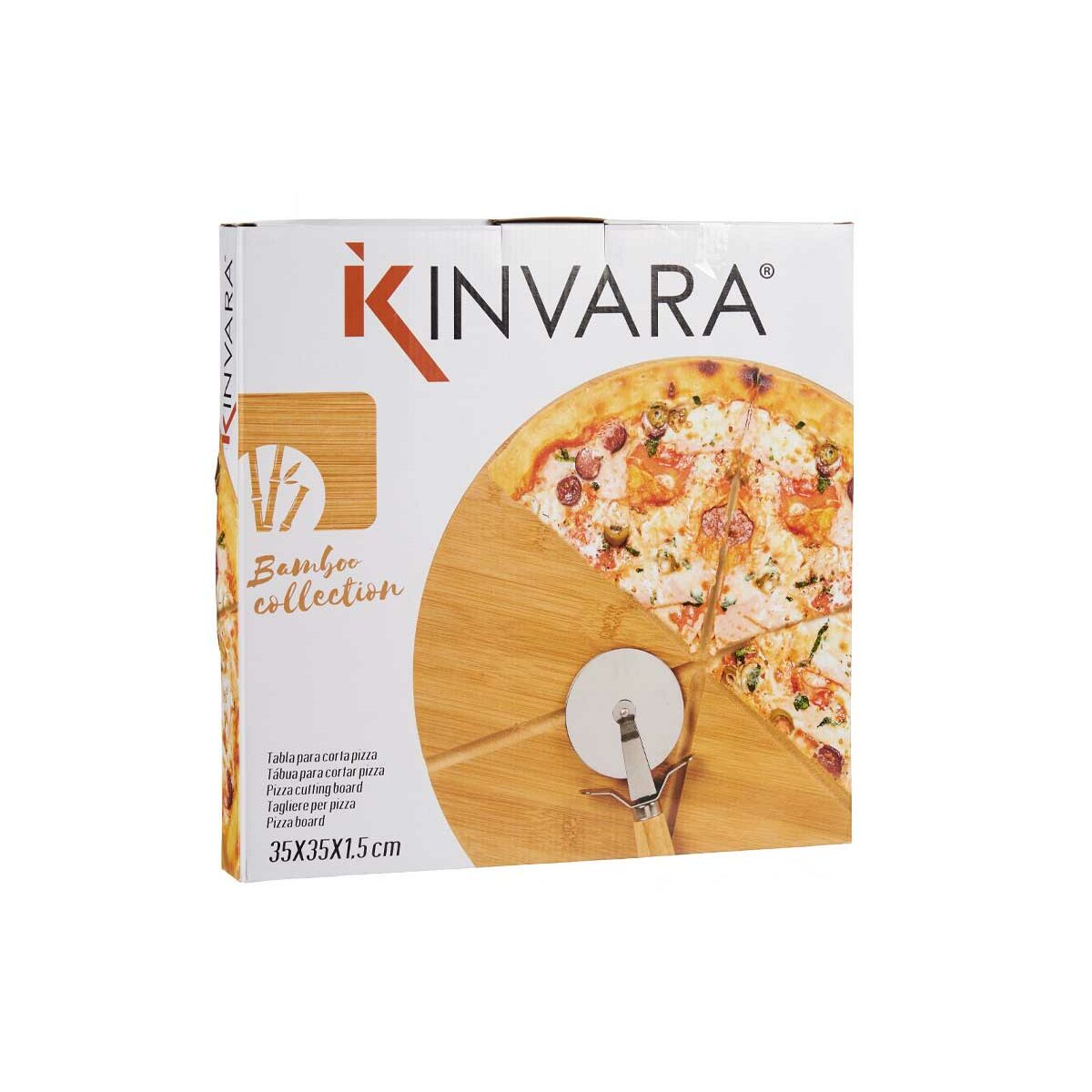 Tabla de cortar Kinvara Marrón 35,2 x 4 x 35,2 cm Pizza