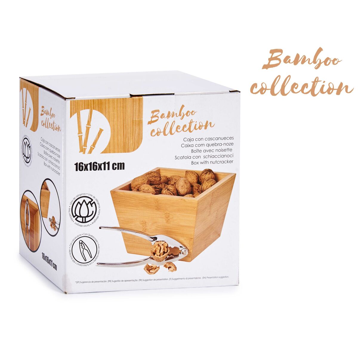 Cascanueces Kinvara Marrón Metal Bambú 16 x 11 x 16 cm Cascanueces
