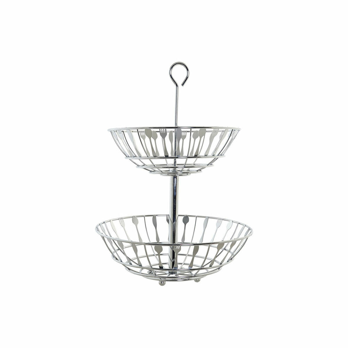 Frutero DKD Home Decor Plateado Metal Plástico 28 x 28 x 40 cm
