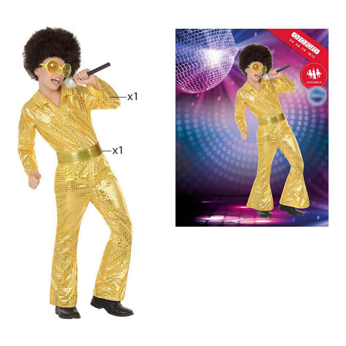 Disfraz para Niños Disco Dorado (2 Piezas) (2 pcs)