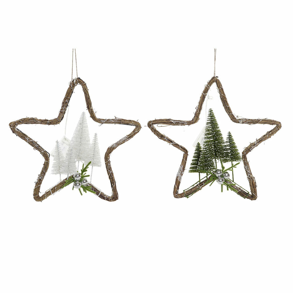 Adorno Navideño DKD Home Decor Ratán (2 pcs) (43 x 10 x 43 cm)