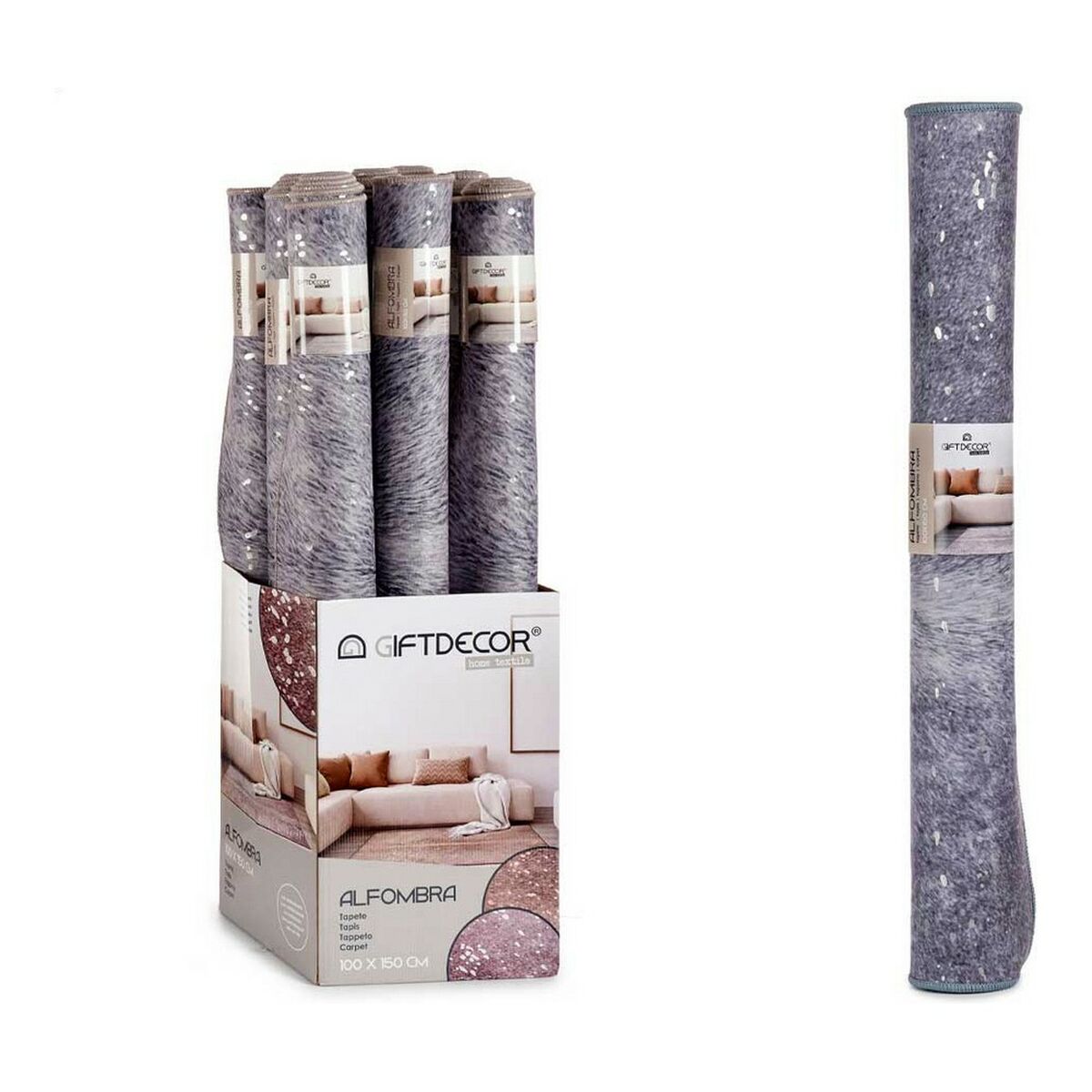 Alfombra Gift Decor Blanco Gris Poliéster 100 x 150 cm 10 x 100 x 10 cm