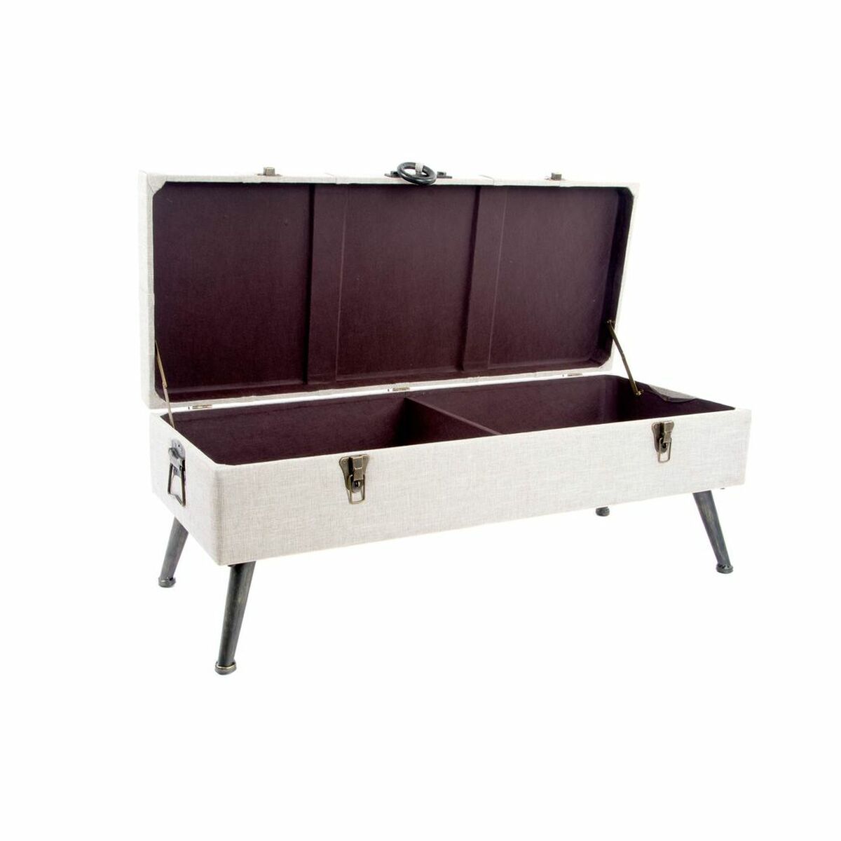 Banqueta DKD Home Decor   Beige Metal Madera MDF 30 x 40 cm 101 x 42 x 43 cm