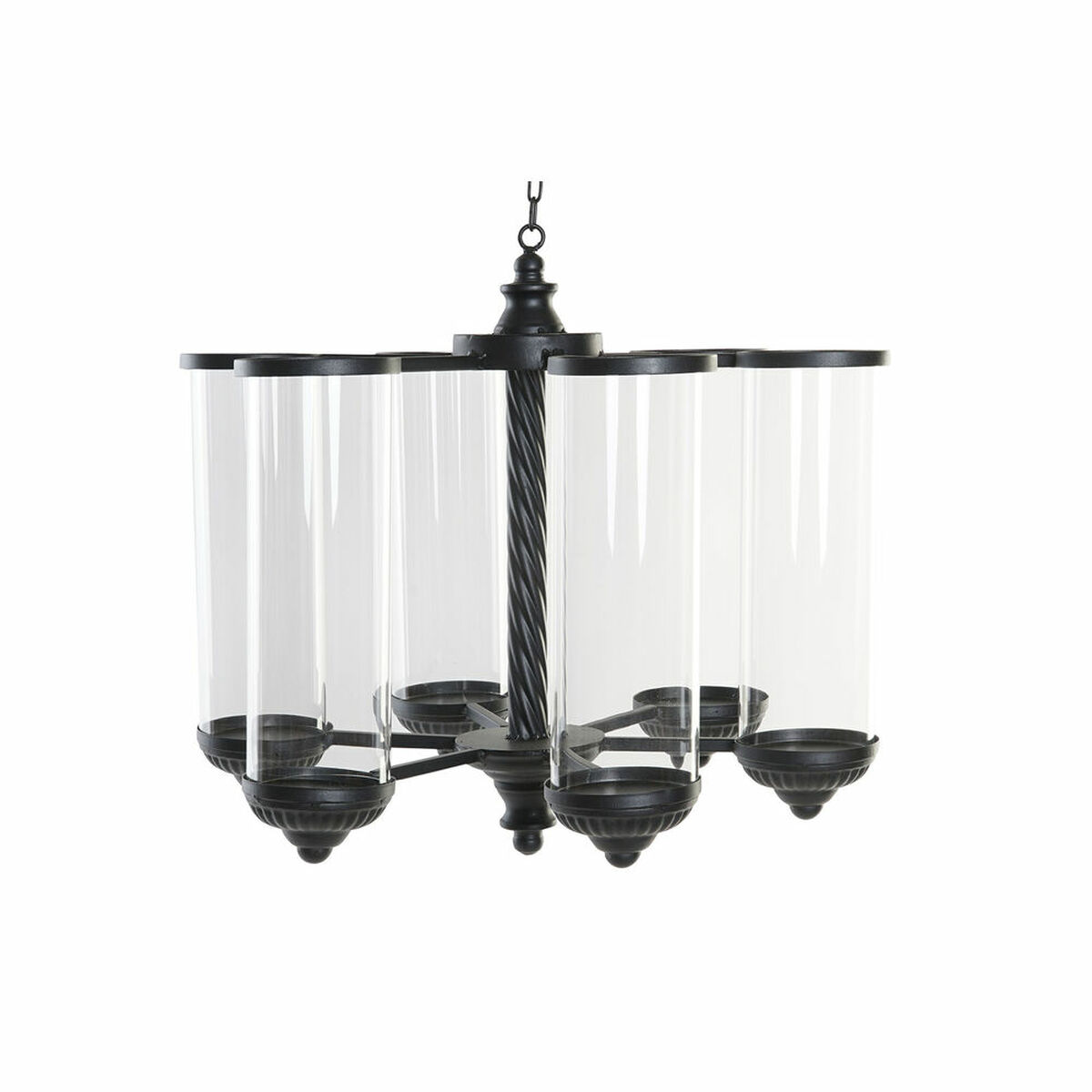 Portavelas DKD Home Decor Negro Metal Cristal 53 x 53 x 52 cm