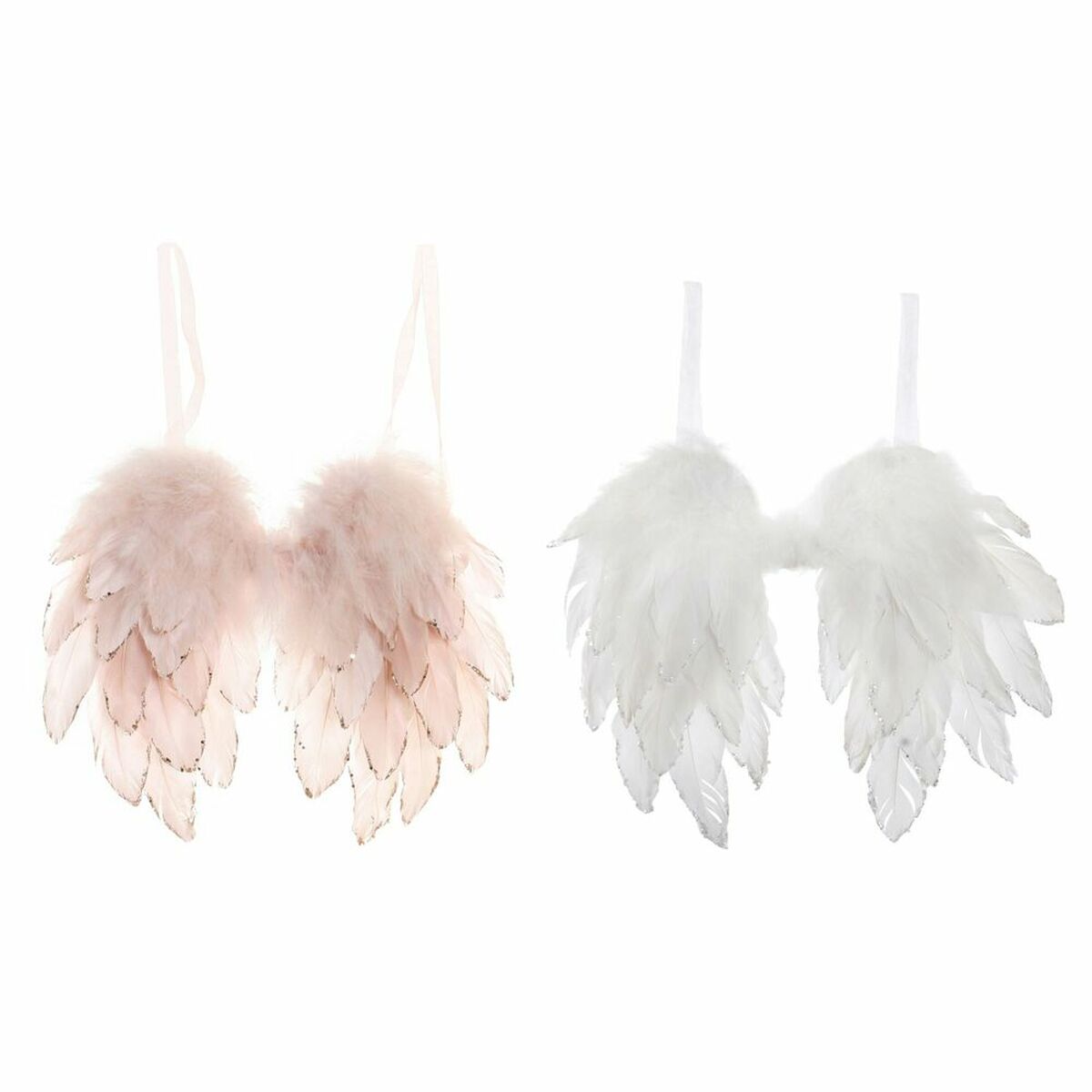 Adorno Navideño DKD Home Decor Plumas (2 pcs) (28 x 4 x 33 cm)