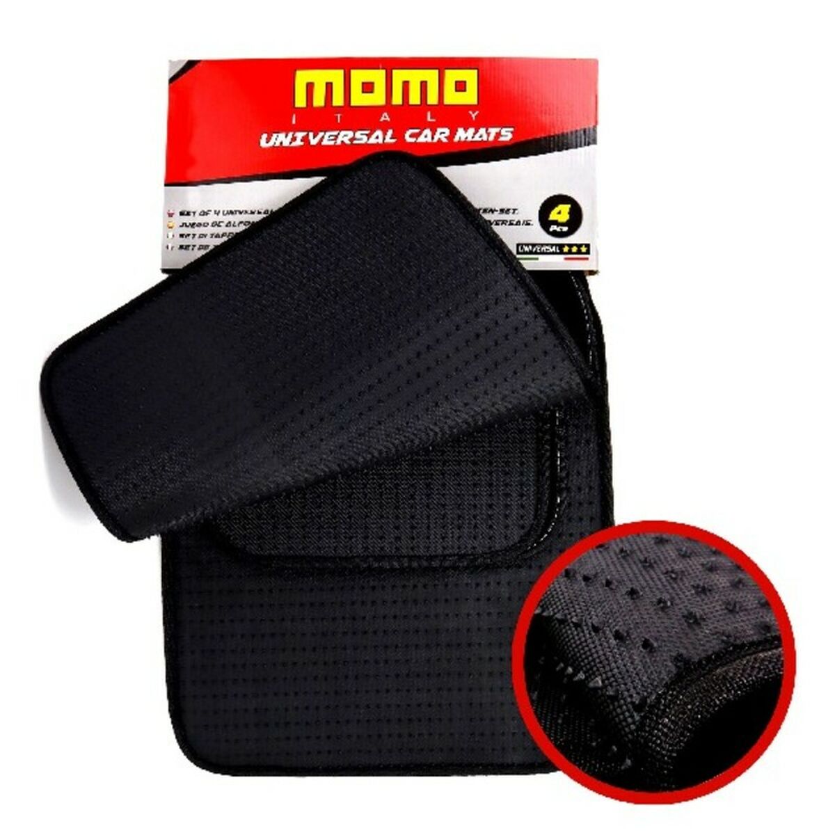 Set de Alfombrillas para Coche MOMO MOMLCM015BW Blanco/Negro 4 uds