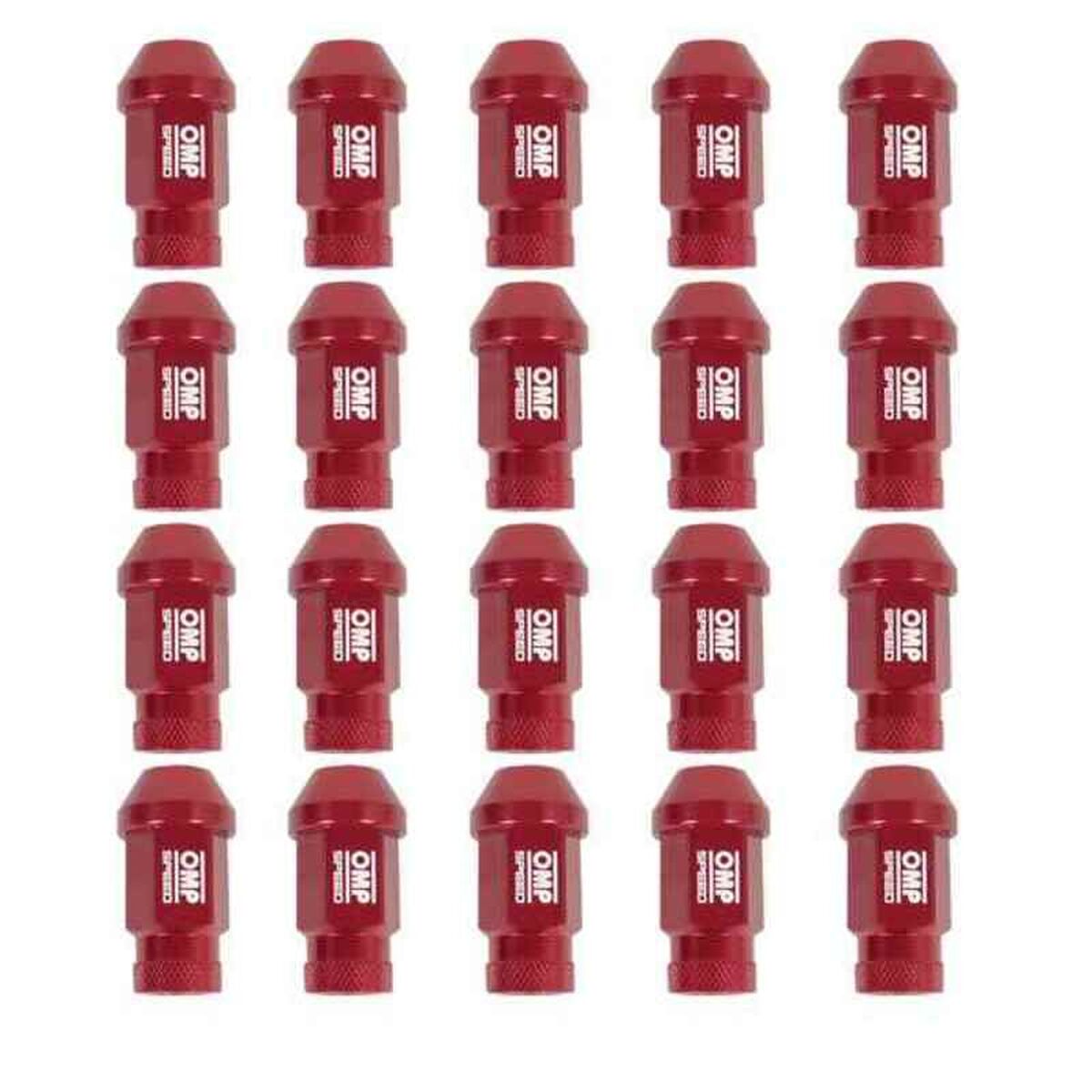 Set Tuercas OMP 7075 M12 x 1,25 40 mm 20 uds Rojo