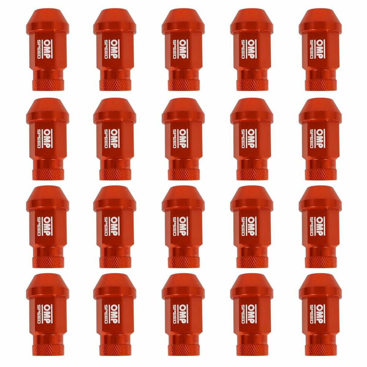 Set Tuercas OMP 7075 M12 x 1,25 40 mm 20 uds Rojo