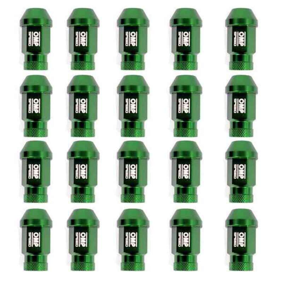 Set Tuercas OMP 7075 40 mm M12 x 1,25 20 uds Verde