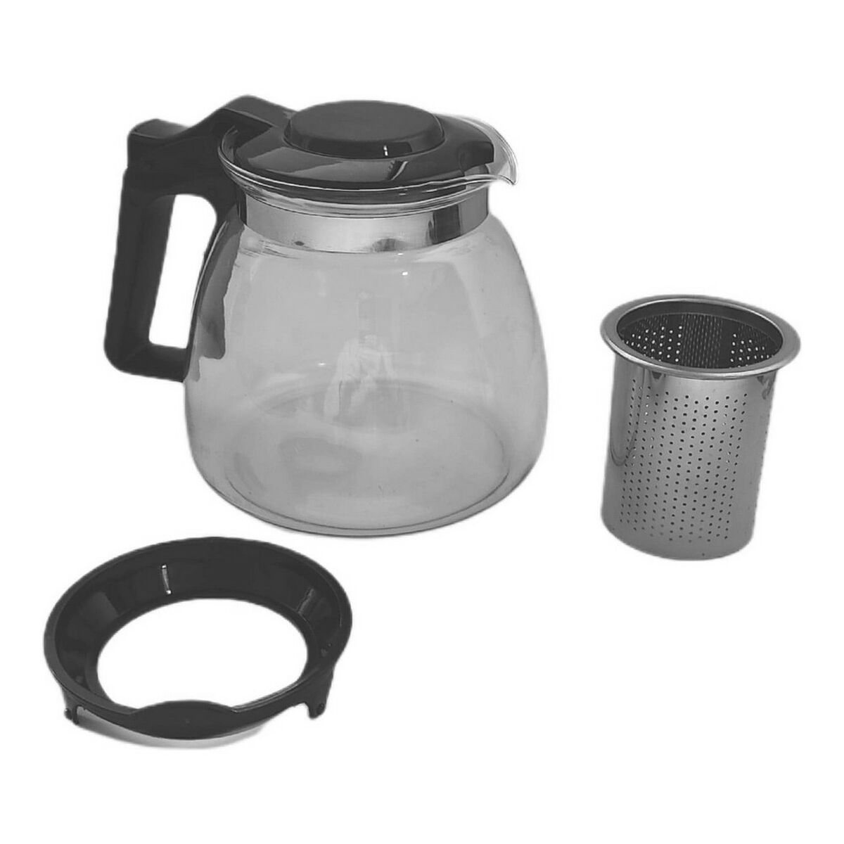 Tetera Vivalto Negro Transparente Plateado Plata Vidrio Acero Inoxidable Plástico 900 ml