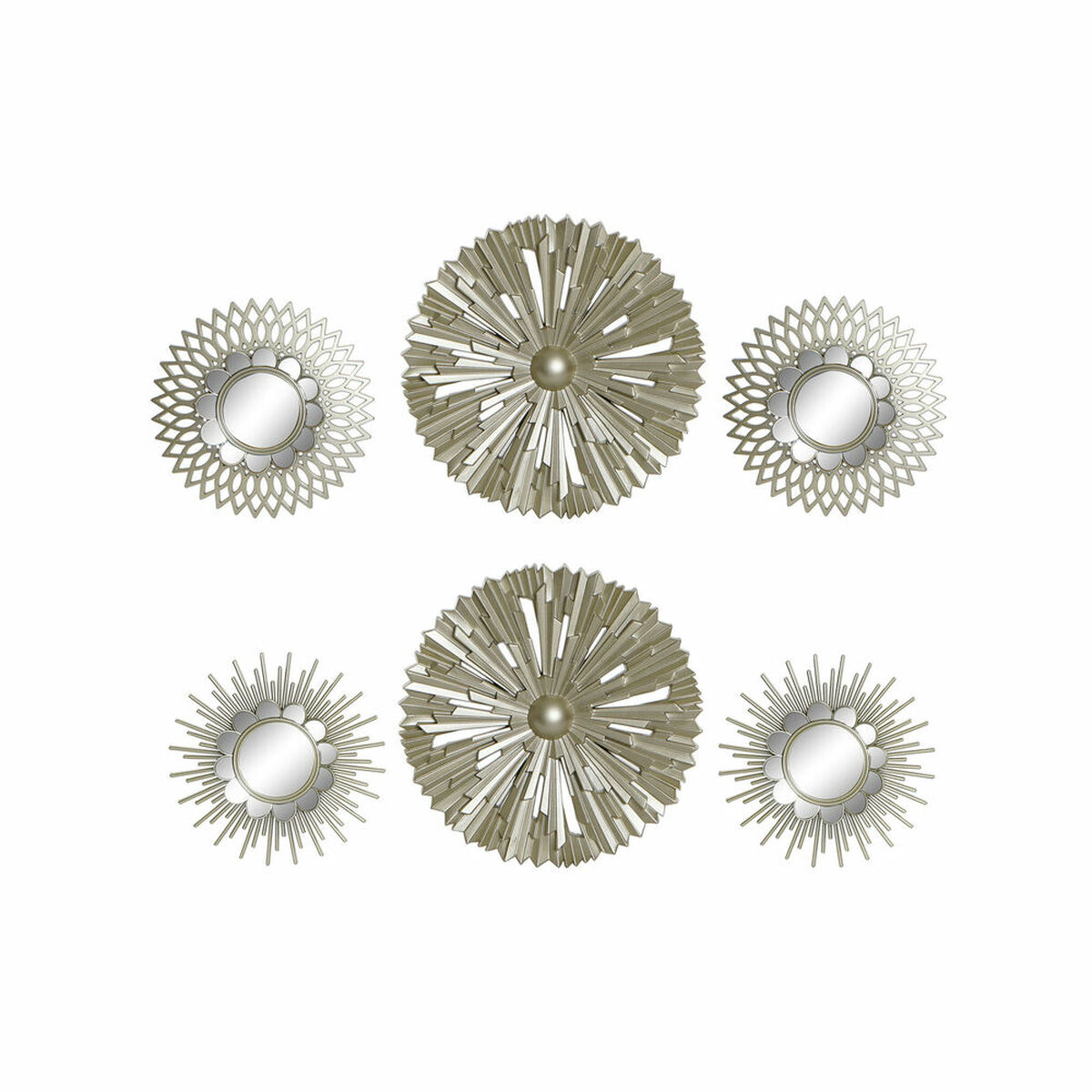 Juego de Espejos DKD Home Decor De pared Polipropileno Dorado Espejo (2 pcs) (35 x 3.5 x 35 cm)