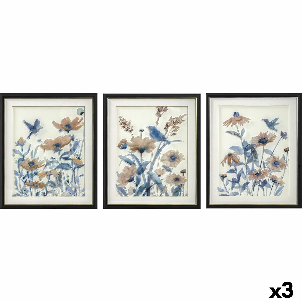 Cuadro DKD Home Decor Cristal Madera MDF 50 x 2 x 60 cm (3 Piezas)