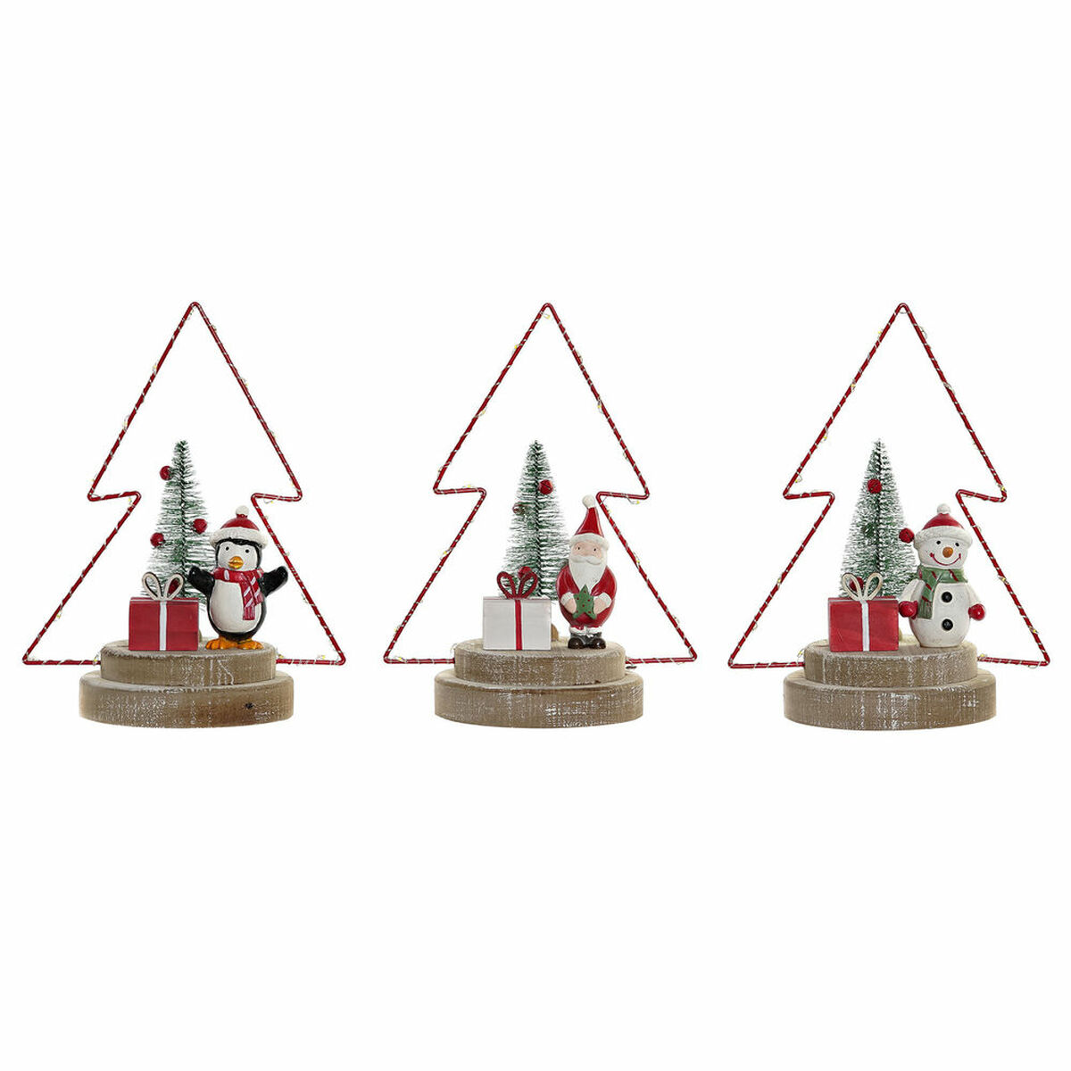 Adorno Navideño DKD Home Decor Árbol Metal Madera (17 x 11 x 21 cm) (3 pcs)