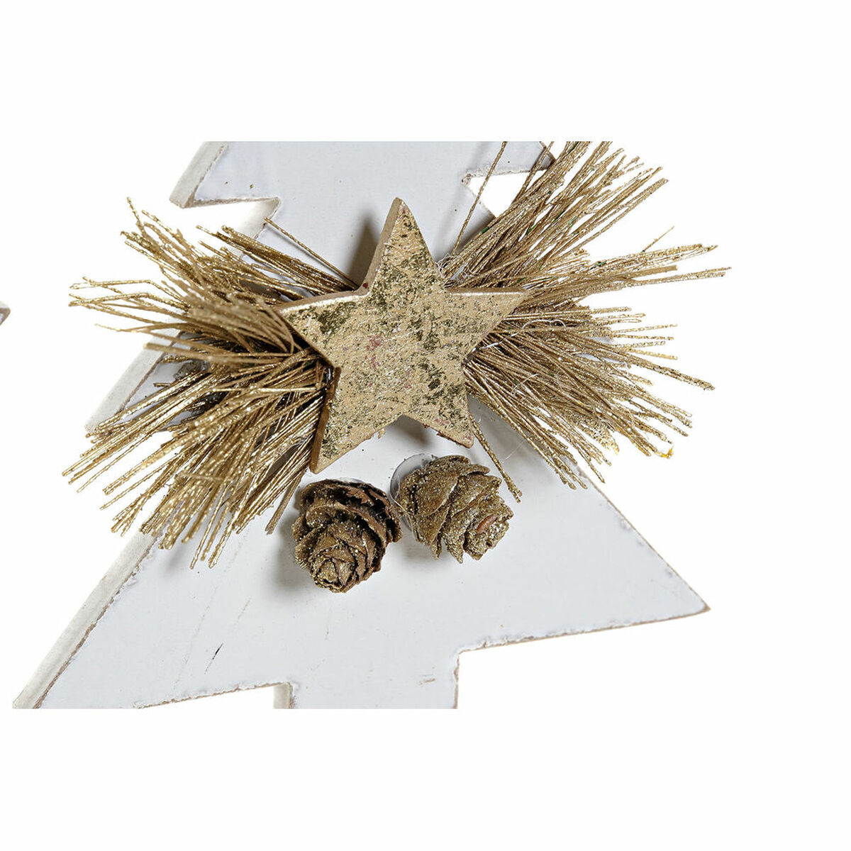 Adorno Navideño DKD Home Decor Corazón Madera Cuerda (12 x 3 x 12 cm) (3 pcs)