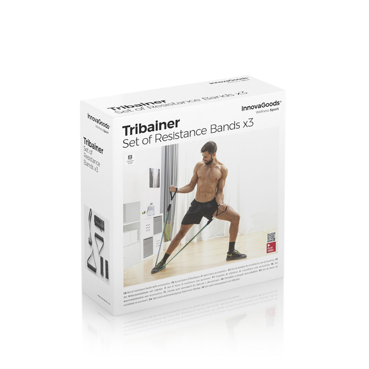 Set de Bandas de Resistencia con Accesorios y Guía de Ejercicios Tribainer InnovaGoods 3 Unidades