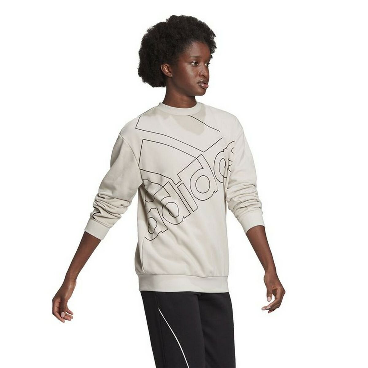 Sudadera sin Capucha Mujer Adidas Giant Logo Beige