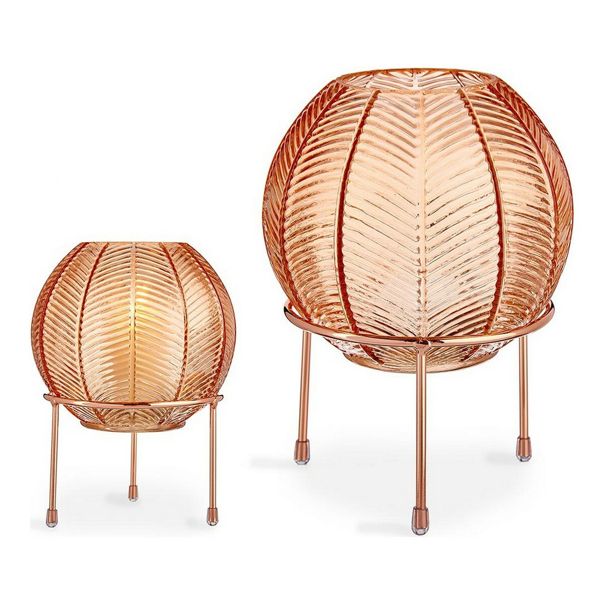 Jarrón Gift Decor Cobre Ambar Metal Vidrio Bola 14,5 x 19,5 x 14,5 cm