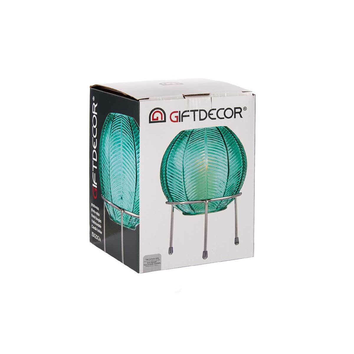 Jarrón Gift Decor Azul Plateado Plata Metal Vidrio Bola 14,5 x 19,5 x 14,5 cm