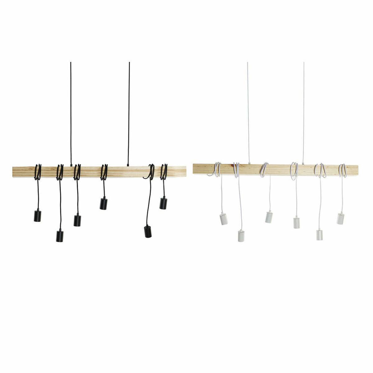Lámpara de Techo DKD Home Decor Negro Metal Madera Blanco 220 V 50 W (100 x 7 x 160 cm) (2 pcs)