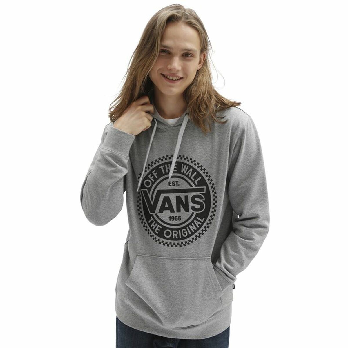 Sudadera con Capucha Hombre Vans Big Chest Lock Up Gris claro