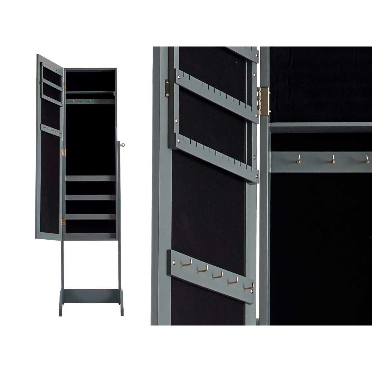 Espejo de pie Gift Decor Gris Tela Cristal MDF Madera MDF 36 x 140 x 36,5 cm Rectangular Joyero de Pie