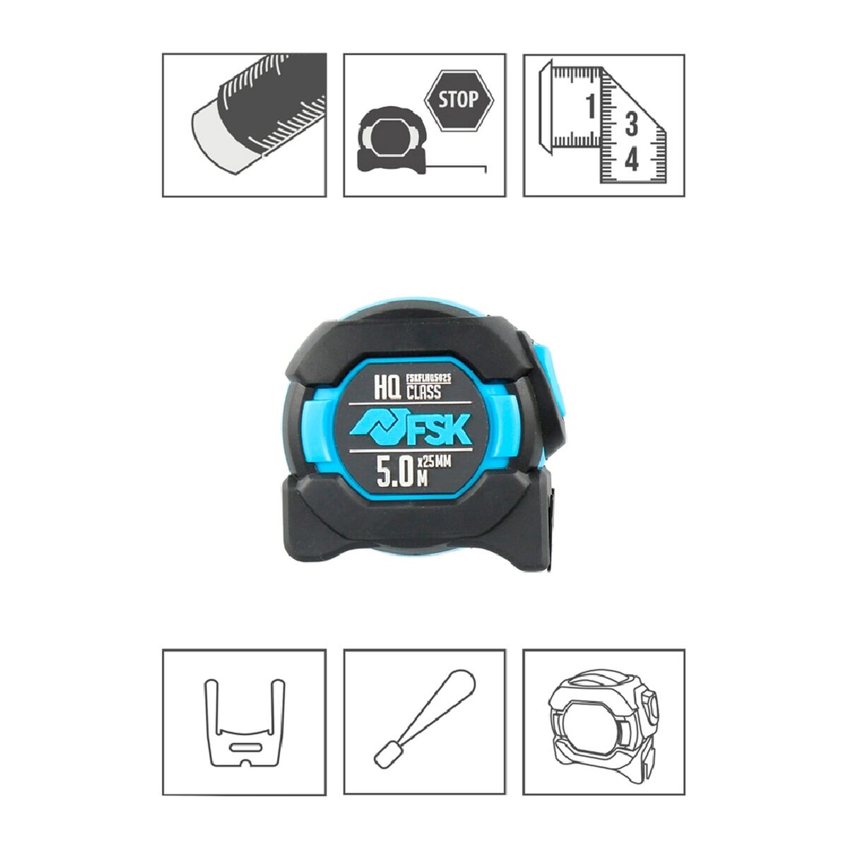 Flexómetro Ferrestock HQ 5 m x 25 mm Nylon