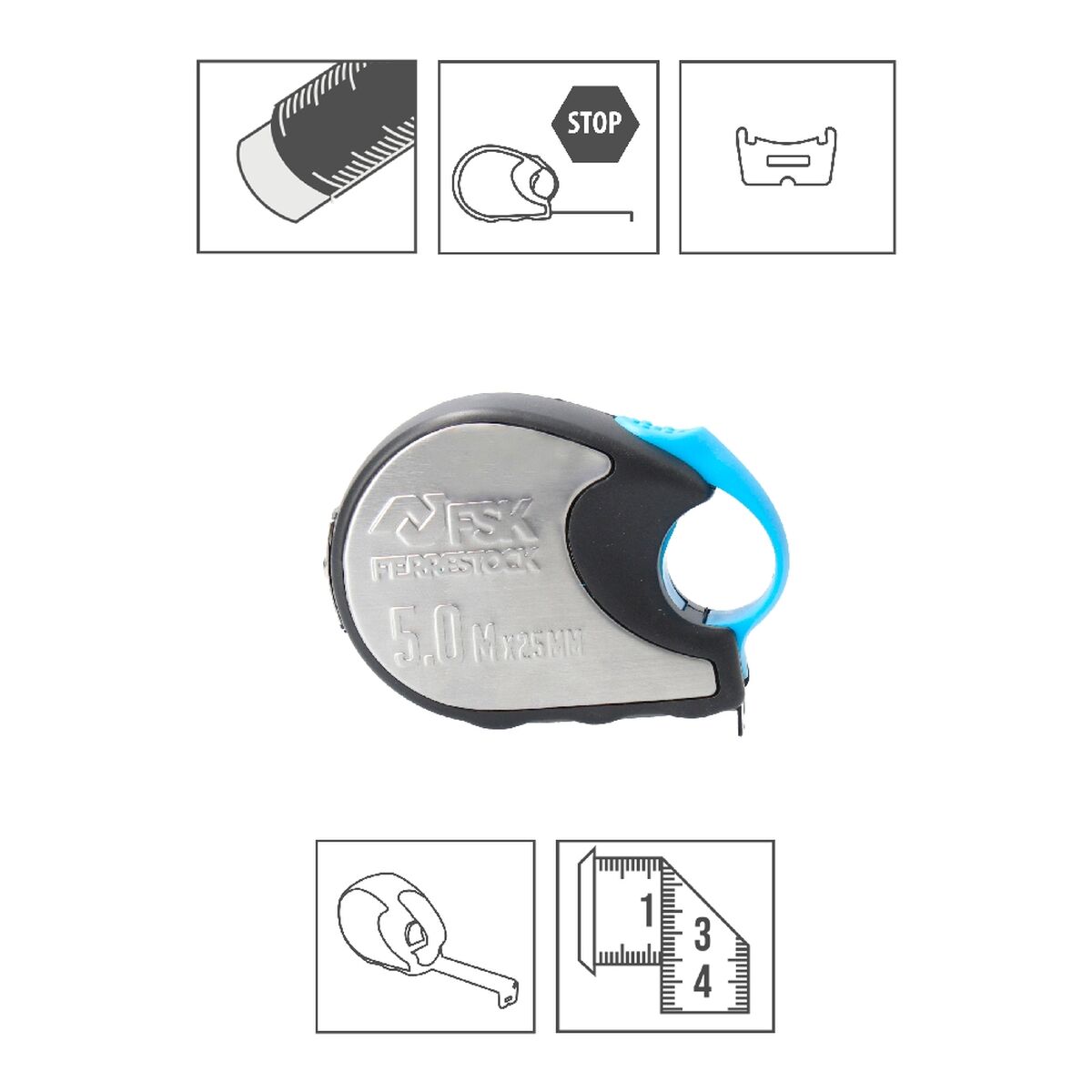 Flexómetro Ferrestock ST 5 m x 25 mm Nylon